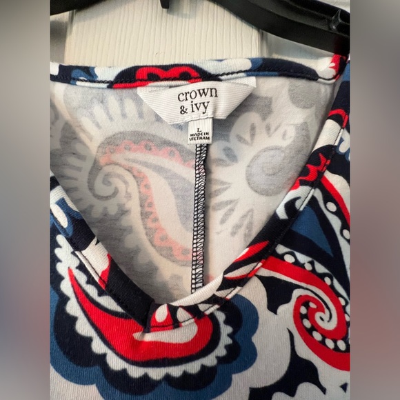 Crown & Ivy sleeveless paisley patterned dress. Size L NWT - Picture 2 of 5